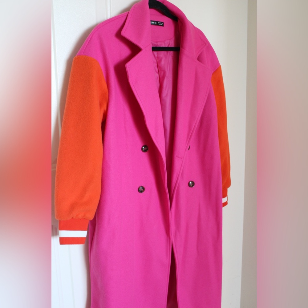 Vibrant Pink and Orange Women's Coat